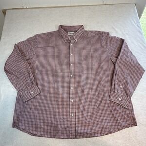 Saddlebred Mens Shirt 3X Orange Blue Gingham Button Down Long Sleeve‎ Dress